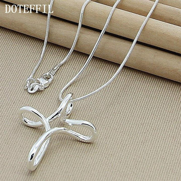 Best Seller 925 Sterling Silver Cross Pendant Necklace with Snake Chain - Fashion Wedding Engagement Jewellery - The Jewellery Supermarket